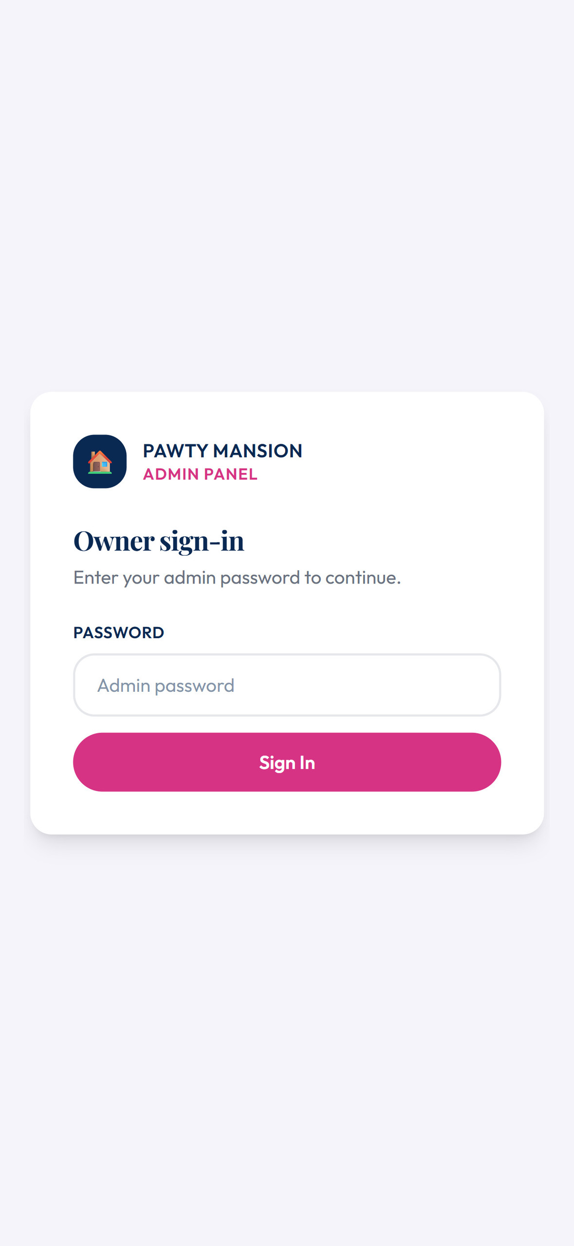 Pawty Mansion Admin Portal